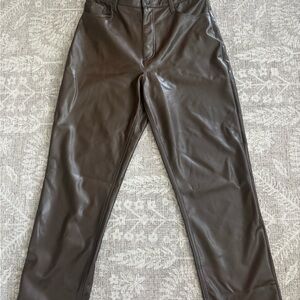 Abercrombie & Fitch Dark Brown Faux Leather Pants 90s. High Rise